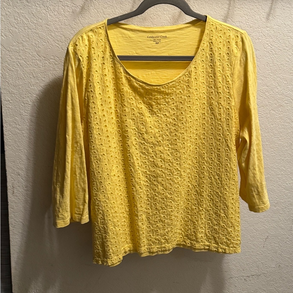 Yellow Eyelet Women's Top
